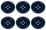 Pack of 6 20mm Blue Buttons with 4 Holes