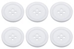 Pack of 6 20mm White Buttons with 4 Holes