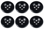 Pack of 6 Black 17mm Buttons for Trousers with Braces