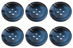 Pack of 6 Blue Mock Horn Buttons 15mm