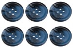 Pack of 6 Blue Mock Horn Buttons 20mm