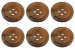 Pack of 6 Dark Brown Mock Horn Buttons 18mm