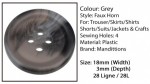 Pack of 6 Grey Mock Horn Buttons 18mm