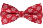 Red Bow Tie With White Festive Snowflake Ice Crystal Design