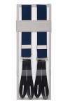 Slim 25mm Navy Blue Braces With Leather Button On Ends