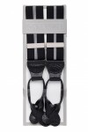 Striped Button On Braces - Black with White and Grey Stripes