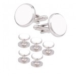 White Insert Dress Stud and Cufflink Set