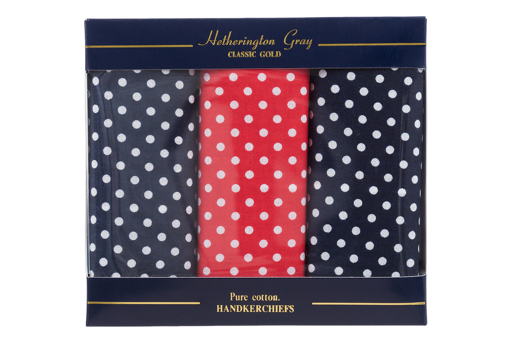 Extra Large Spotted Cotton Handkerchiefs by Hetherington Gray