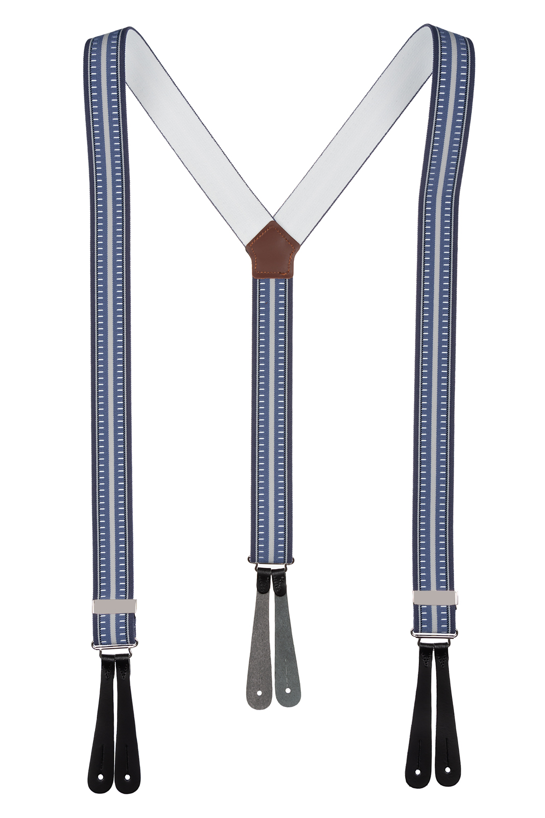 Blue Striped Button Braces