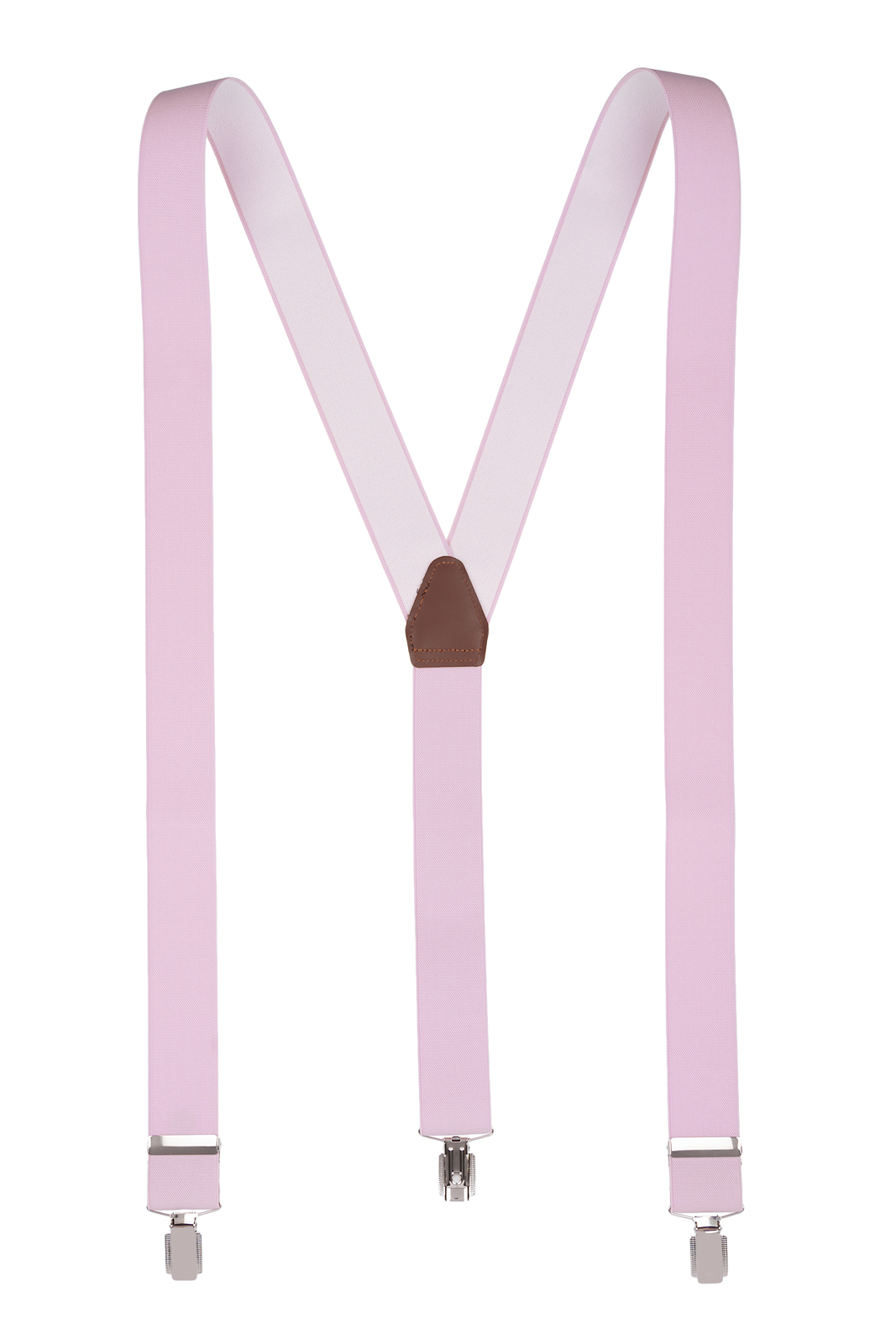 Light Pink Y Trouser Braces with Silver Clips