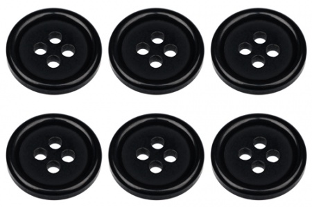 15mm Flat Black Buttons with 4 Holes