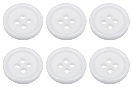 15mm Flat White Buttons with 4 Holes