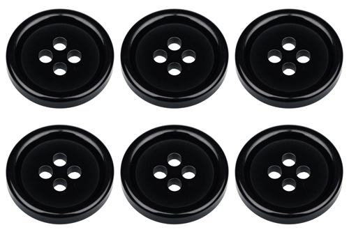18mm Flat Black Buttons with 4 Holes