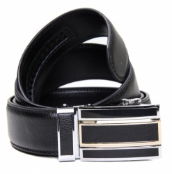 Mens Black Leather Ratchet Belt Style With Large Buckle - Gents Shop