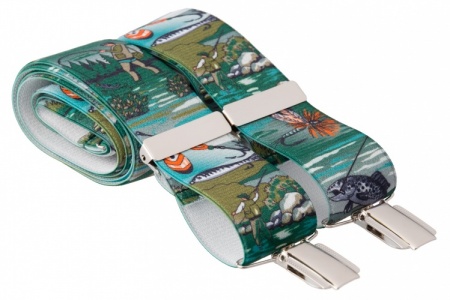 Angling Fishing Scene Trouser Braces