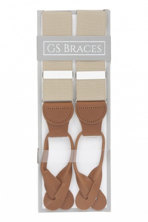 Beige Button On Trouser Braces