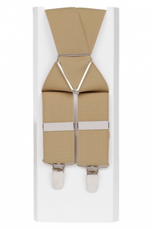 Beige Trouser Braces 4 Clips