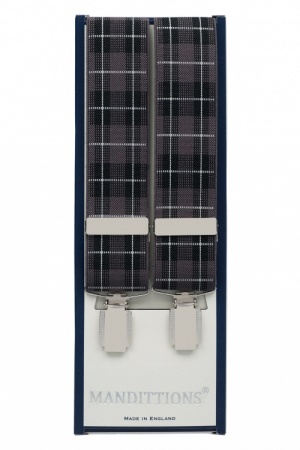 Black and Grey Tartan Trouser Braces