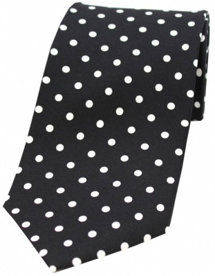Black and White Polka Dot Silk Tie