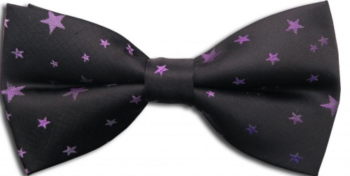 Black Bow Tie With Purple Stars