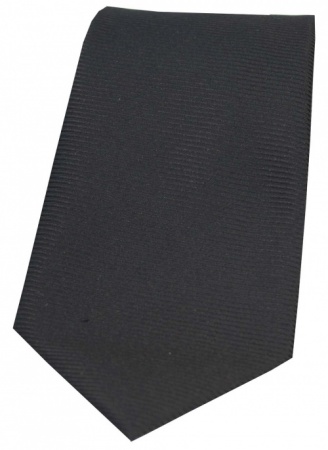 Black Horizontal Ribbed Polyester Tie