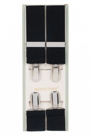 Black Trouser Braces with 4 Silver Clips