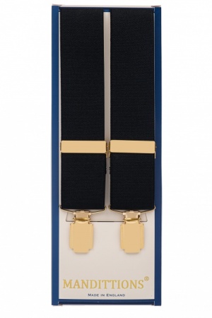 Black Trouser Braces With Gold Clips