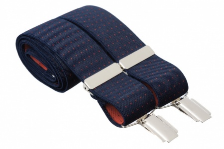Blue Suit Trouser Braces With Red Polka Dots