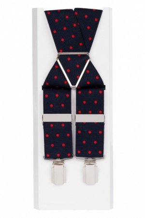 Blue Trouser Braces with Red Spots