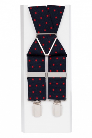 Blue Trouser Braces with Red Spots