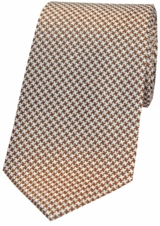 Brown and Cream Dogtooth Silk Tie