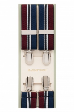 Burgundy and Navy Blue Striped Trouser Braces