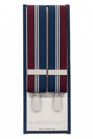 Burgundy and Navy Blue Striped Trouser Braces