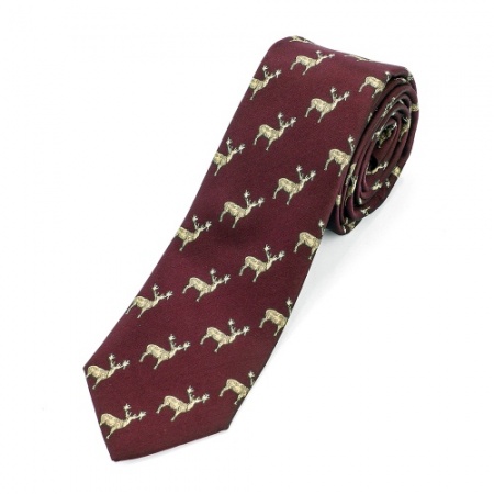 Burgundy Stag Tie and White Handkerchiefs Bundle