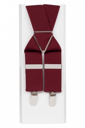 Burgundy Trouser Braces 4 Clips