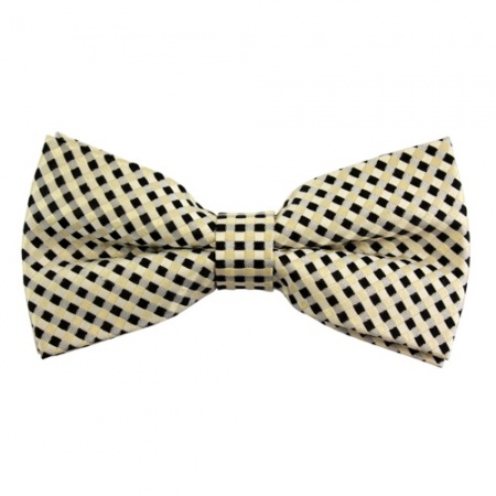 Checked Black and Gold Bow Tie