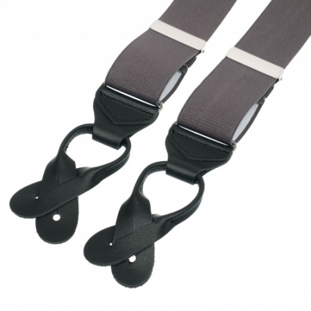 thumbnail image 2 of Tails And The Unexpected White Braces – Button On, Wide 35mm Leather Ends, Y-Back – Men's Adjustable 2 of 3