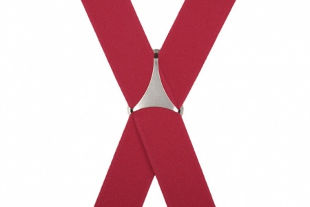Plain Deep Red Trouser Braces With Large Clips