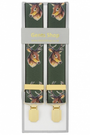 Green Stags Head Trouser Braces