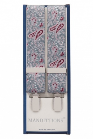 Grey and Maroon Paisley Trouser Braces