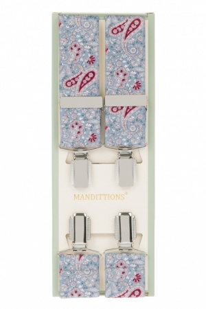Grey and Maroon Paisley Trouser Braces
