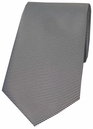 Grey Horizontal Ribbed Polyester Tie