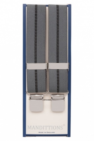 Grey Trouser Braces With Large Strong Clips