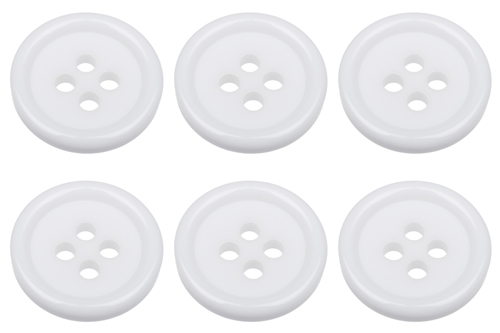 15mm Flat White Buttons with 4 Holes