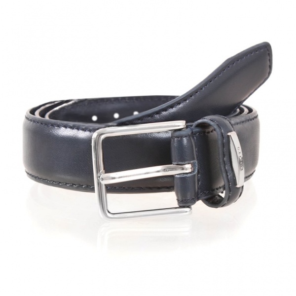 Navy Blue Leather Belt by Dents Style 8-1047 - Gents Shop