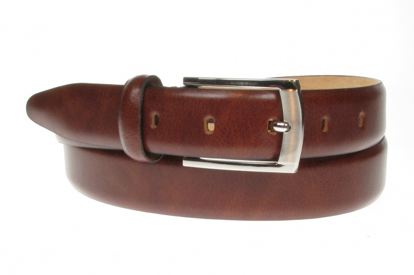 30mm Wide Premium Leather Brown Belt Style 8038 - Gents Shop