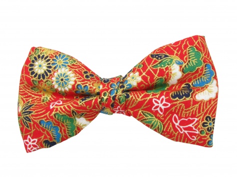 Ready Tied Red Japanese Flower Bow Tie - Gents Shop