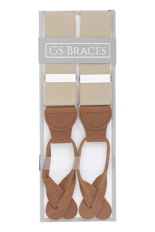 Beige Button On Trouser Braces