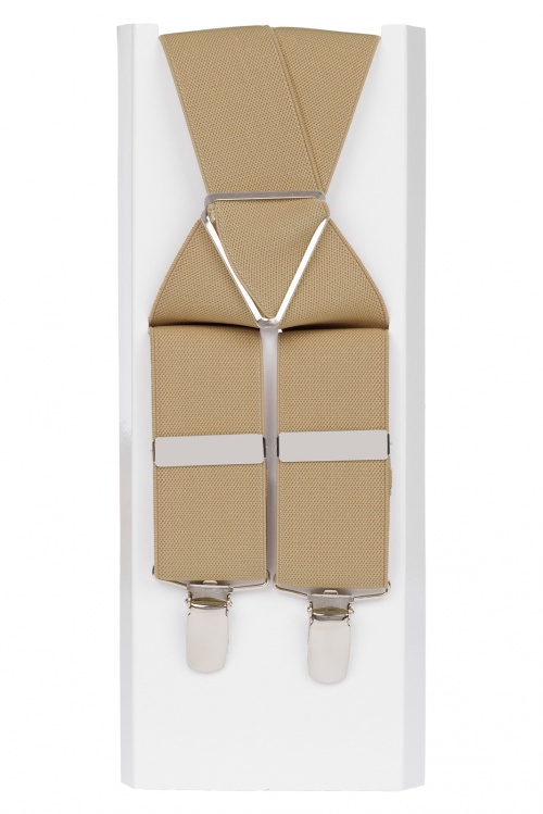 Beige Trouser Braces 4 Clips