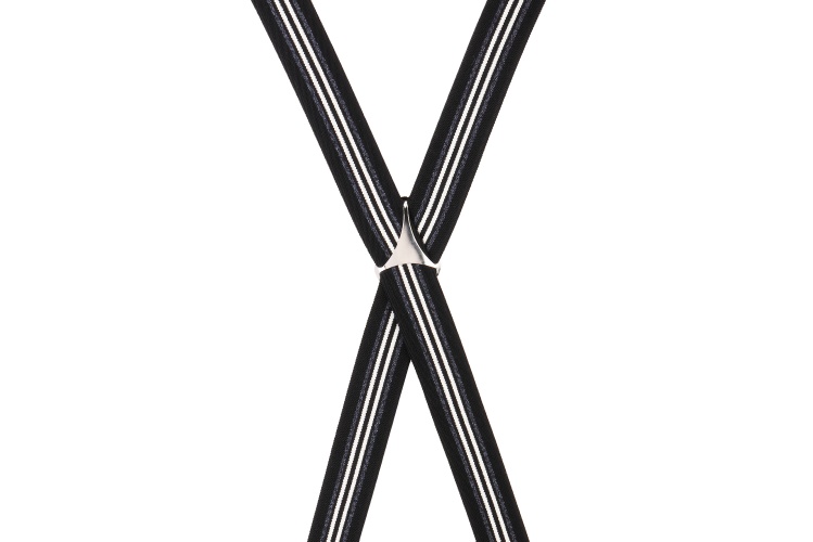 Tartan Braces - Grey Black White Clip On Elastic Suspenders